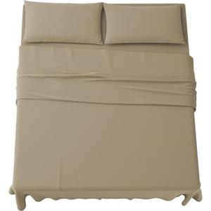 MAXIME MAISON - Completo Lenzuola Matrimoniali 4 Pezzi, Set Lenzuola Matrimoniale in Microfibra Made in Italy, Completo Letto 1 Lenzuolo con Angoli, 1 Lenzuolo Sopra, 2 Federe (Tortora)