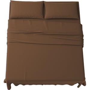 MAXIME MAISON - Completo Lenzuola Matrimoniali 4 Pezzi, Set Lenzuola Matrimoniale in Microfibra Made in Italy, Completo Letto 1 Lenzuolo con Angoli, 1 Lenzuolo Sopra, 2 Federe (Marrone)