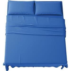 MAXIME MAISON - Completo Lenzuola Matrimoniali 4 Pezzi Set Lenzuola Matrimoniale in Microfibra Made in Italy, Completo Letto 1 Lenzuolo con Angoli, 1 Lenzuolo Sopra, 2 Federe, Blu Denim