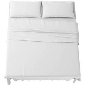 MAXIME MAISON - Completo Lenzuola Matrimoniali 4 Pezzi, Set Lenzuola Matrimoniale in Microfibra Made in Italy, Completo Letto 1 Lenzuolo con Angoli, 1 Lenzuolo Sopra, 2 Federe (Bianco)