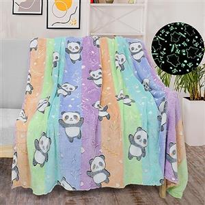 LXTOPN Coperta luminosa al buio, Coperta per bambini e adulti, 130 x 150cm motivo panda morbida coperta, regalo per ragazze,(Panda-A, 130 x 150 cm)
