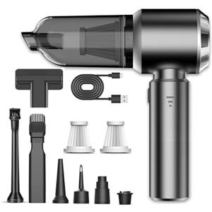 YYYuYong 20000Pa Aspirapolvere per auto Portatile Potente,4in1 Ricaricabile Aspirabriciole e Soffiatore per Auto,Mini aspirapolvere senza fili Alta Potenza Aspirazione,Pulizia per Capelli, Auto