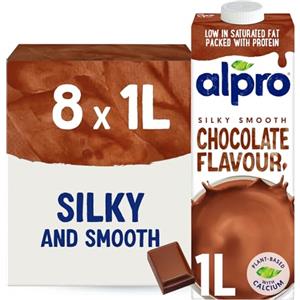Alpro Cioccolato di soia Long Life Drink 1L | 100% a base vegetale | Alternativa al latte vegano e senza latticini | Confezione da 8