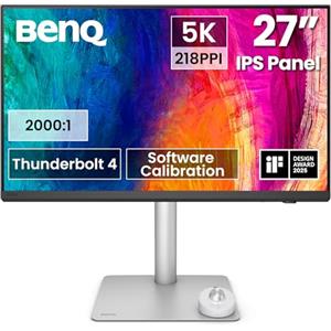 BenQ Monitor PD2730S 27" 5K, 90W Thunderbolt 4, 218 PPI, P3 al 98%, contrasto 2000:1, pannello nano opaco, Daisy Chain, KVM, regolabile in altezza, compatibile con Mac, VFX, game designer, artisti 3D