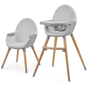 kk Kinderkraft Kinderkraft FINI 2 Seggiolone Pappa 2 in 1, Rialzo da Sedia, Poggiapiedi Vassoio Regolabile, per Bambini da 6 Mesi fino 5 Anni, Grigio
