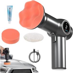 GBKDQQ Lucidatrice per auto, lucidatrice a batteria, set con 3 tamponi lucidanti, ricaricabili, senza fili, per la pulizia dell'auto, per la rimozione di graffi e ceretta