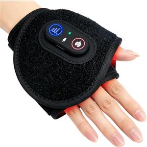 SGZIOO Massaggiatore per Polso, Massaggiatore a Mano Elettrico, con 48 Perle LED, Lampada a LED a Luce Rossa da 660nm & 850nm, Fascia da Polso per Terapia a Luce Rossa,Vibrazione, per Alleviare Dolore