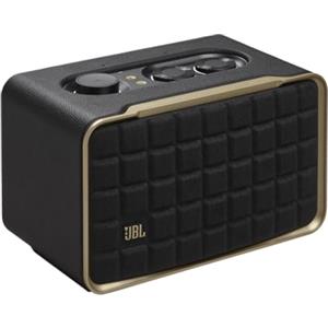 JBL Authentics 200, Smart Home Speaker, Altoparlante Bluetooth dal Design Retrò Anni '70 con Griglia Quadrex, Wi-Fi, Assistente Vocale, AirPlay, One App, Nero, Spina AC UK (tipo G)