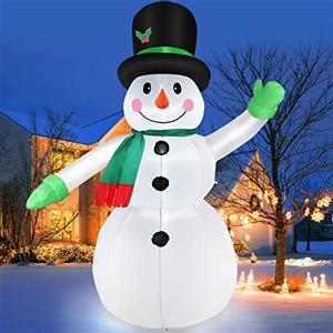 Omdekor 210 cm Decorazione natalizie Pupazzo di neve gonfiabile all'aperto, grande pupazzo di neve con luci, decorazione invernale per giardino all'aperto, regalo di Natale per bambini famiglia, Impermeabile
