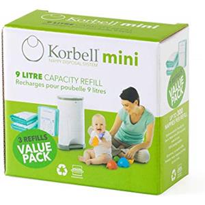Korbell - Cestino di ricarica - MINI - Biodegradabile - Controllo degli odori - Capacità di 130 strati 9L - 130 strati