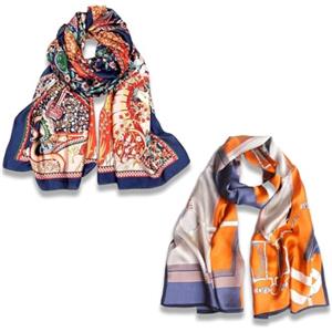 KSJEHW 2 Pezzi Sciarpa per la testa come sciarpa per capelli in raso di seta per le donne Sciarpa a bandana di design quadrato per dormire per avvolgere i capelli di notte(90 * 90cm