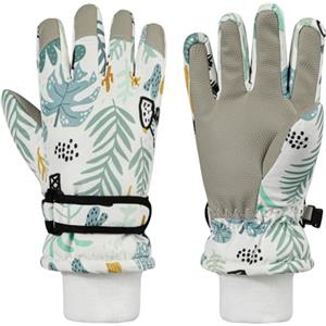 QKURT Guanti da Sci per Bambini, Guanti da Sci Termici Invernali per Bambini Guanti da Neve Antivento per Bambini Guanti da Slittino per Pattinaggio a Freddo per Ragazzi Ragazze