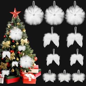 JINXIAN 10 Pezzi Ciondoli Piume Bianche Appendere Piuma Decorazioni Ali Angelo Fantasia Ali di Piume D'angelo per DIY Natale Albero Bambola Vestiario Artigianato Decor