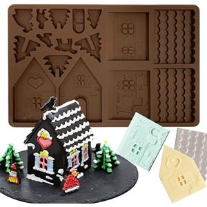 UTEFIF Stampo in silicone 3D per casa di pan di zenzero, per caramelle, muffin, biscotti