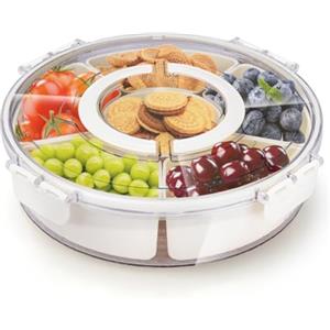 imposyu Contenitore per snack con scomparti, 28 cm, con coperchio, per spinner e snack, con scomparti, con coperchio, adatto per conservare caramelle, biscotti, frutta