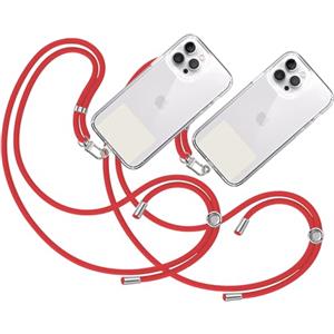 TBOC 2X Cordino Catenella Laccio Strap Porta Cover [Rosso] con Toppa Plastica [Bianco Ice] per Telefono Cellulare Collo - Tracolla Catenina con Cordini da Cellulari Accessori Universale Laccetti