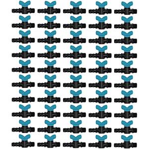 Buachois 50 Pezzi Valvola di Commutazione di Irrigazione,16mm Filettatura Maschio da 3/4 di Pollice Valvole a Saracinescain Plastica Connettori per Tubi Micro da Giardino Valvola Spinata per Tubo
