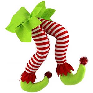 WEWILL Gambe di elfo di Natale, 50 cm, decorazioni per albero di Natale, gambe di elfo farcite per Natale, casa, feste, albero e caminetto (verde)