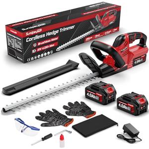 SundpeyPRO Tagliasiepi a Batteria 21V - Tagliasiepi Elettrico con 2 Batterie da 4.0Ah, Motore Brushless 600W, Taglia Siepe Giardino con Lunghezza Lama 52cm e Taglio Diametro 15.5mm, per Siepi, Arbusti