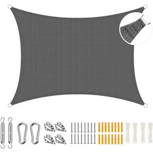 Duerer 3.6x4.8m Vela Ombreggiante con Kit di Fissaggio, Rettangolare Tenda a Vela Protezione UV per Esterno Giardino Terrazza-Antracite