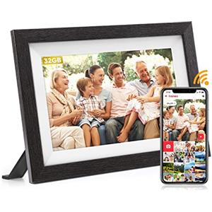 FUMAT Cornice Digitale foto WiFi, Frameo Portafoto Digitale 10.1 Pollici 32 GB Memoria, per condividere foto e video ovunque tramite l'applicazione Frameo, Auto-rotazione,Regalo Festa della Mamma