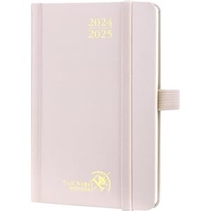 POPRUN Agenda 2025 Settimanale Piccola 16 x 10,5 cm, Copertina Rigida Diario Scuola 17 Mesi da Ago.2024 a Dic.2025, Carta Spessa da 80 GSM, Rosa Chiaro