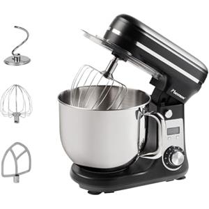 Bestron Robot da cucina Super Silent (65db) 4-1 robot da cucina con motore DC, ciotola da 6 litri, con gancio per impastare, frusta e mazza per impasto, 6 livelli di velocità + funzione impulsi,