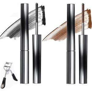 Generico Facelove Iron Eye Iron Curl Mascara, mascara incurvante 3D Iron Wand, allungante e nutriente, waterproof, a lunga tenuta e a prova di sbavature (Black+Brown)