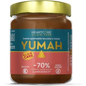 YUMAH - Crema Cioccolato e Nocciole Spalmabile -70% Carboidrati (1x200g); Ketofood; con Eritritolo; Zucchero ZERO Calorie; Low Carb; Dieta Chetogenica; Senza Zucchero; Ottimo Contenuto Proteico