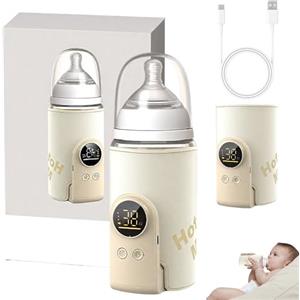 HOVCEH Scaldabiberon Portatile Senza Fili, HOVCEH Scalda Biberon Portatile con Display LED, 6000mAh Baby Bottle Warmer Riscaldamento Rapido a 6 livelli per Viaggi e Casa