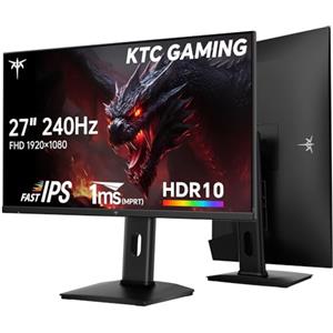 KTC Monitor Gaming 240Hz 27 Pollici | FHD@240Hz | Supporto regolabile | Pannello IPS rapido | Tempo di risposta 1ms (MPRT) | 350 cd/㎡, HDR | Adaptive Sync | 97% DCI-P3, 99% sRGB, ΔE＜2 | H27F7