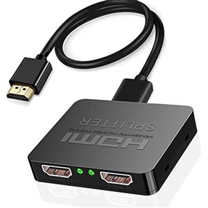 Yiany Splitter HDMI 4K 3D 1 in 2 out SPLITTER HDMI 1080P per doppio monitor - Duplica 2 stesse uscite, non si estendono - HDCP2.2 per Xbox, PS4/3, lettore Blu-Ray, DVD, HDTV