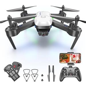 Wipkviey Drone con Telecamera 1080P HD - Droni Pieghevoli Professionali per Bambini e Adulti, con Transmissione Video WiFi in Diretta, Quadricottero RC con 2 Batterie, 3D Flip, Peso Inferiore a 249g