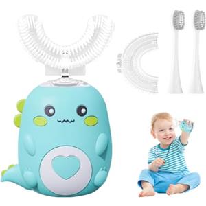 Hojalis Spazzolino Elettrico a Forma Di U per Bambini, Spazzolino Denti per Bambini Con 1 Testine in Silicone a Forma Di U,Spazzolino Da Denti a 360 perBambini, Spazzolino Sonico