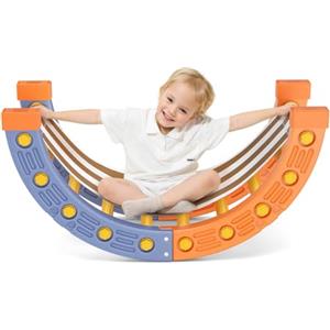 MINENICE Montessori Pikler Triangolo da Arrampicata, con Arco da Arrampicata e scivoli, Triangolo in plastica per Bambini, (Set semicircolare + Set di Stoffa)