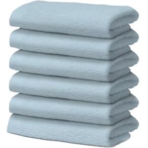 Giovanni Dolcinotti MADE IN ITALY Giovanni Dolcinotti | Set di 6 Asciugamani viso in 100% cotone - 30x30 cm - Extra assorbenti e ad asciugatura rapida - Per Bagno, Spa e Palestra - Azzurro - Modello Orlando