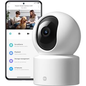 XIAOMI C201 Telecamera WiFi Interno 1080P, Videocamera Sorveglianza, Telecamera Wi-Fi 6, Rilevamento di Persone e Animali Domestici, Colori in Scarsa Luce Notturna, Visione a 360°, Audio Bidirezionale