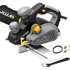 JELLAS Piallatrice Elettrica 850W, 16,000rpm Pialla, Piallatura 82mm Larghezza e 3mm di Profondità, Cavalletto, Spazzole di Carbone di Ricambio e Cinghia di Gomma, Sacchetto per la Polvere