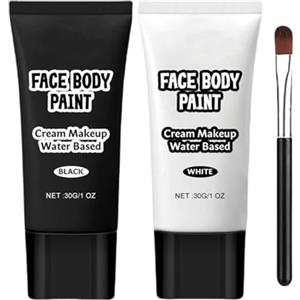 Generico Kit per truccabimbi bianco e nero, kit per truccabimbi color crema | Pittura del viso per il trucco da clown | Vernice per il corpo in crema, trucco per Halloween, per pittura del viso per costume da