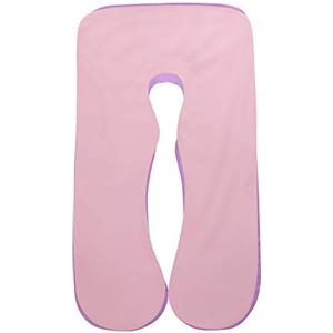 SHANNA Federa per Il Corpo in Gravidanza, Fodera per Cuscino di maternità in Cotone a Forma di U 80 * 155 cm (Viola + Rosa)