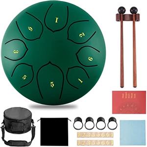 DIDUDE Steel Tongue Drum,6 Pollici 8 Note Do Maggiore Accordato Tamburi in Acciaio,Strumento a Percussione con Bacchette per Tamburi Carry Bag Note Sticks per Meditazione Yoga Zazen Sound Healing