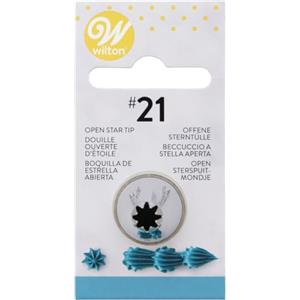 Wilton Beccucci in Acciaio Inox #21 Stella Aperta Cardato, Beccucci Sac a Poche, Piping Tip Riutilizzabile per Decorare Torte, Cupcake, Biscotti, Pasticcini