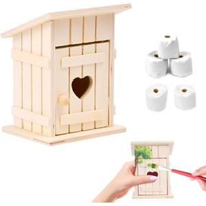VGECEE Accessori Casa Bambole con 1 Toilette per Casa delle Bambole con 5 Rotoli di Mini Carta Igienica, Accessori per Gnomi Miniature Set da Bagno Regali di Compleanno per Bambini, Decorativi Natale