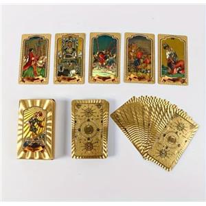 Generico Tarocchi Dorati di Lusso, 78 Carte Placcate in Oro, Stile Classico Rider Waite, 12 x 7 cm, Edizione da Collezione