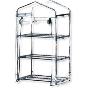 OWIJI Serra 3 Ripiani Acciaio Verniciato Telo Trasparente PVC Porta Avvolgibile 69 x 49 x 126 cm Giardino Terrazzo Balcone Coltivazione Giardinaggio Piante Impermeabile