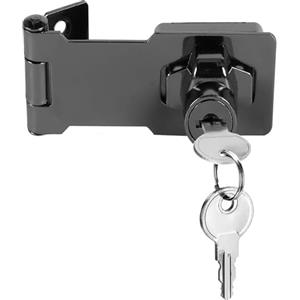 Litensh Serratura a Chiave, Lucchetto Hasp, Chiusure Hasp, chiavistello, chiavistello, serratura per porte, Cassetto Armadio Serrature Hasp,Chiusura a Scatto Cromata,nero