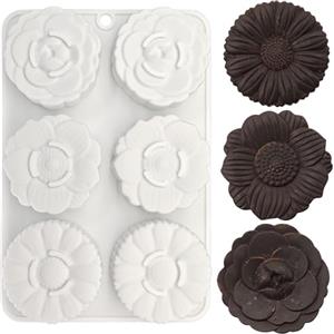 SEABABOO Stampo In Silicone Forma Di Fiore Stampo Silicone Petalo Stampi Da Forno Per Mousse Di Fiore Antiaderente Teglia per Mousse Al Cioccolato Torta Cottura Pane (Bianco, 6.3X2.2CM)