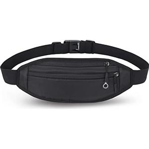 通用 QKUDS Marsupio Sportivo Impermeabile Marsupio Running Uomo Donna Cintura da Corsa per telefono 7" Phone Jogging Viaggio Trekking Bicicletta (Nero)