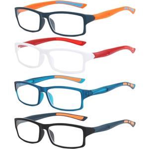 Eyglajdd Occhiali da Lettura per Uomo e Donna, Pacco da 4 Lenti con Filtro Luce Blu