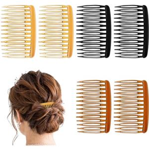 Yolev 6 Pezzi Pettini per Capelli in Plastica con 14 Denti Pettini per Capelli Twist Pettini Fermagli per Capelli Vintage Pettine Decorativo per Ragazze Donne (Nero, Marrone Chiaro, Marrone Scuro)